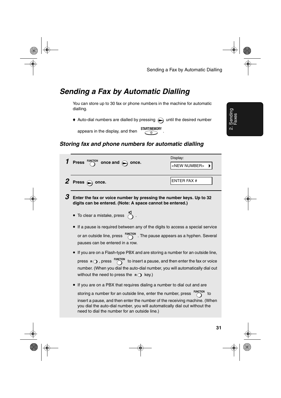 Sending a fax by automatic dialling | Sharp UX-P410 User Manual | Page 33 / 87