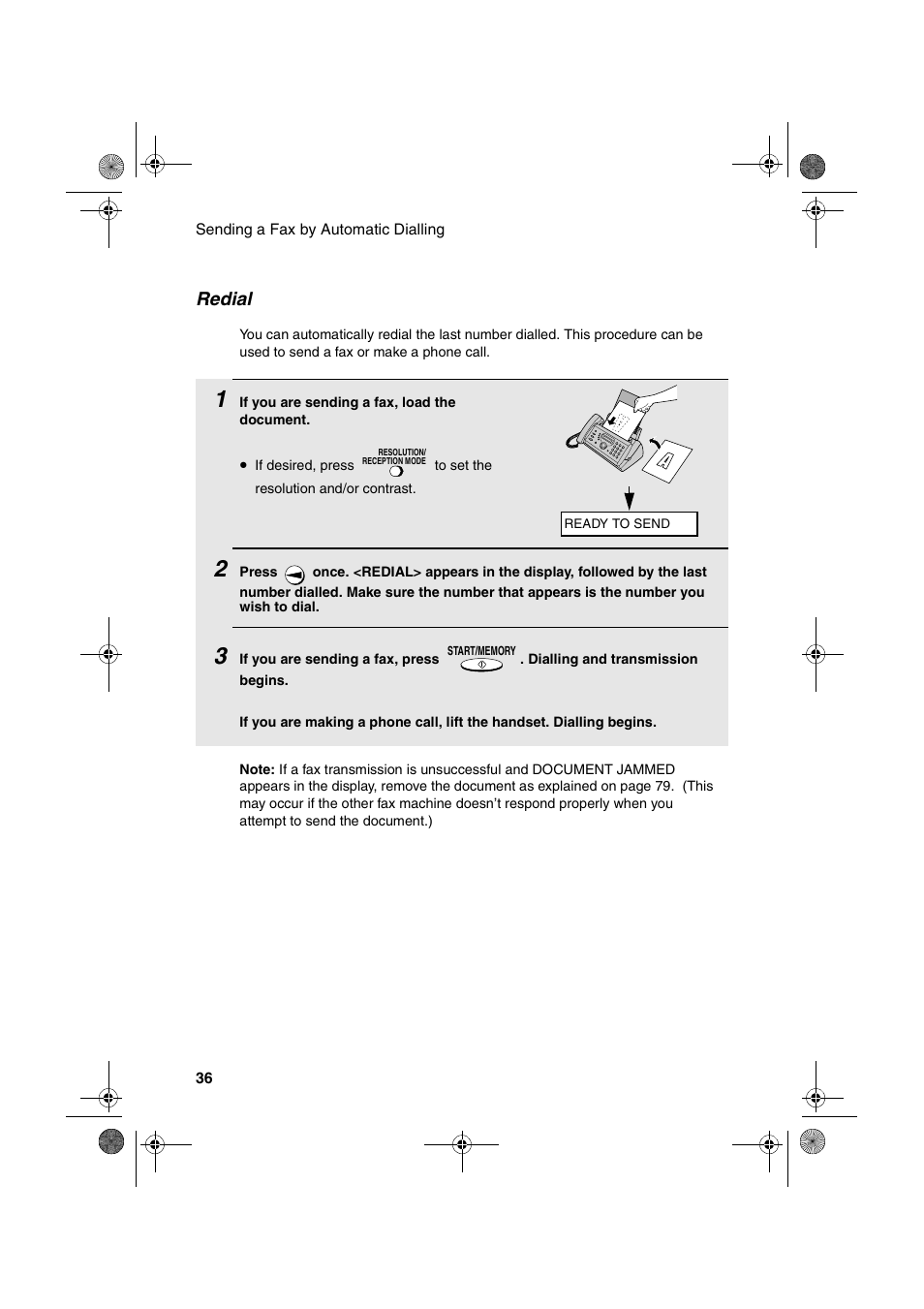 Redial | Sharp UX-P410 User Manual | Page 38 / 87