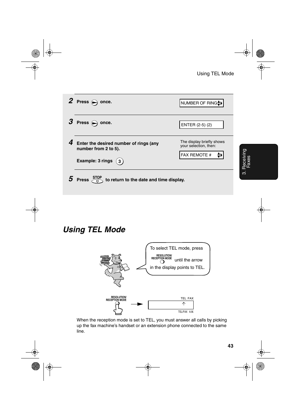 Using tel mode | Sharp UX-P410 User Manual | Page 45 / 87