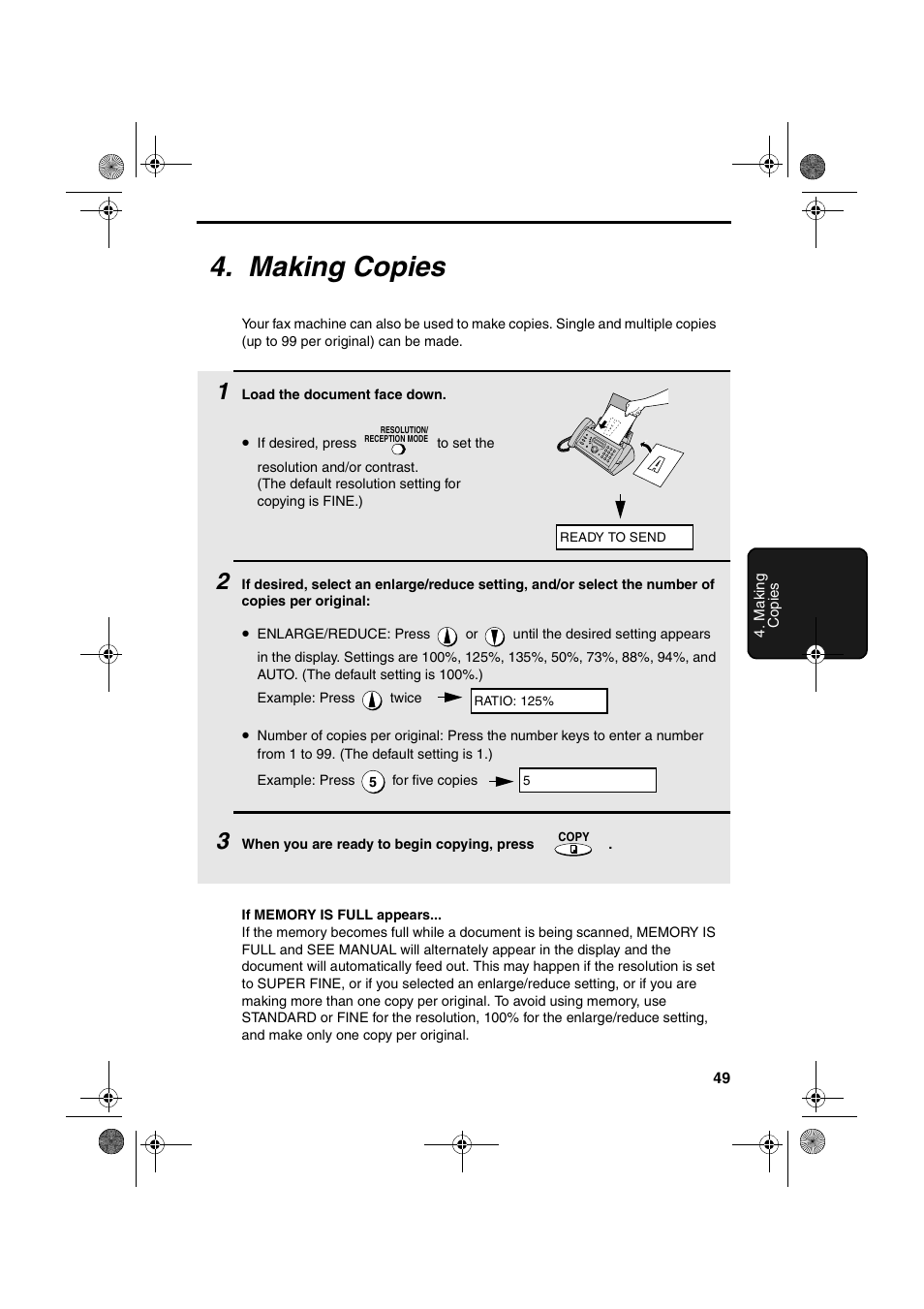 Making copies | Sharp UX-P410 User Manual | Page 51 / 87