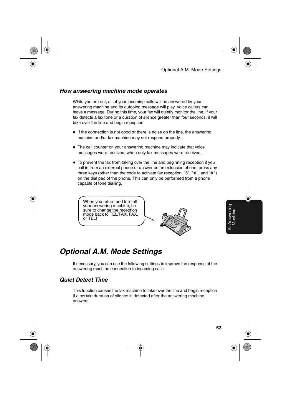 Optional a.m. mode settings | Sharp UX-P410 User Manual | Page 55 / 87