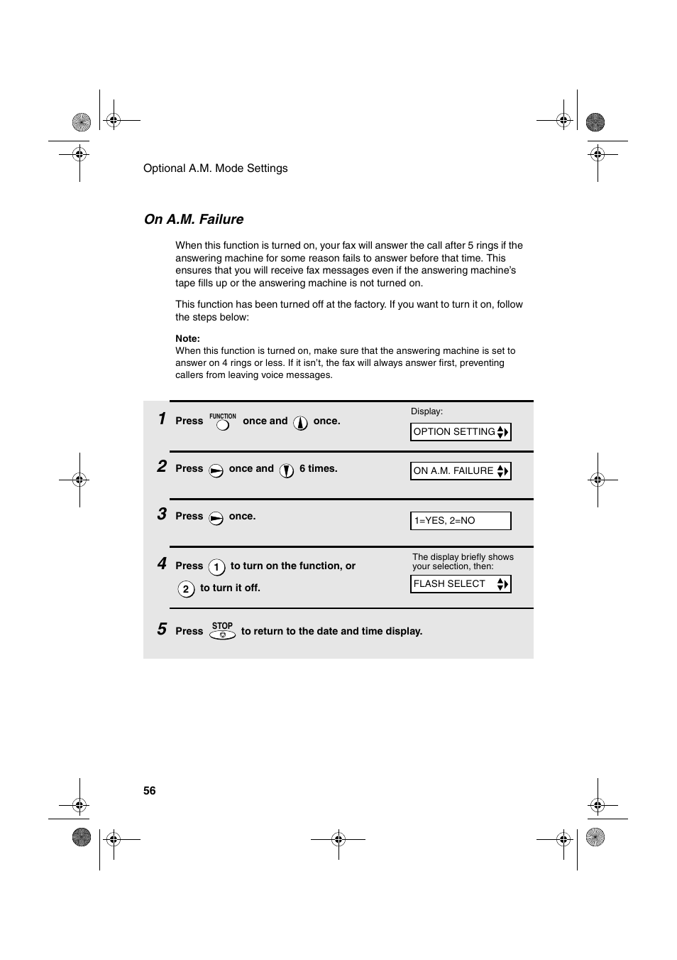 On a.m. failure | Sharp UX-P410 User Manual | Page 58 / 87