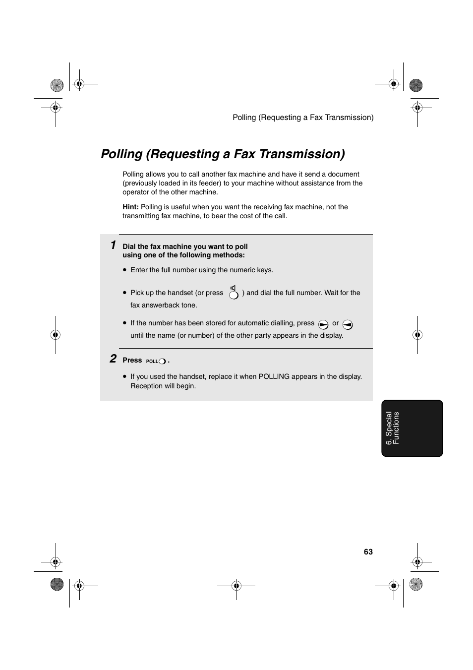 Polling (requesting a fax transmission) | Sharp UX-P410 User Manual | Page 65 / 87