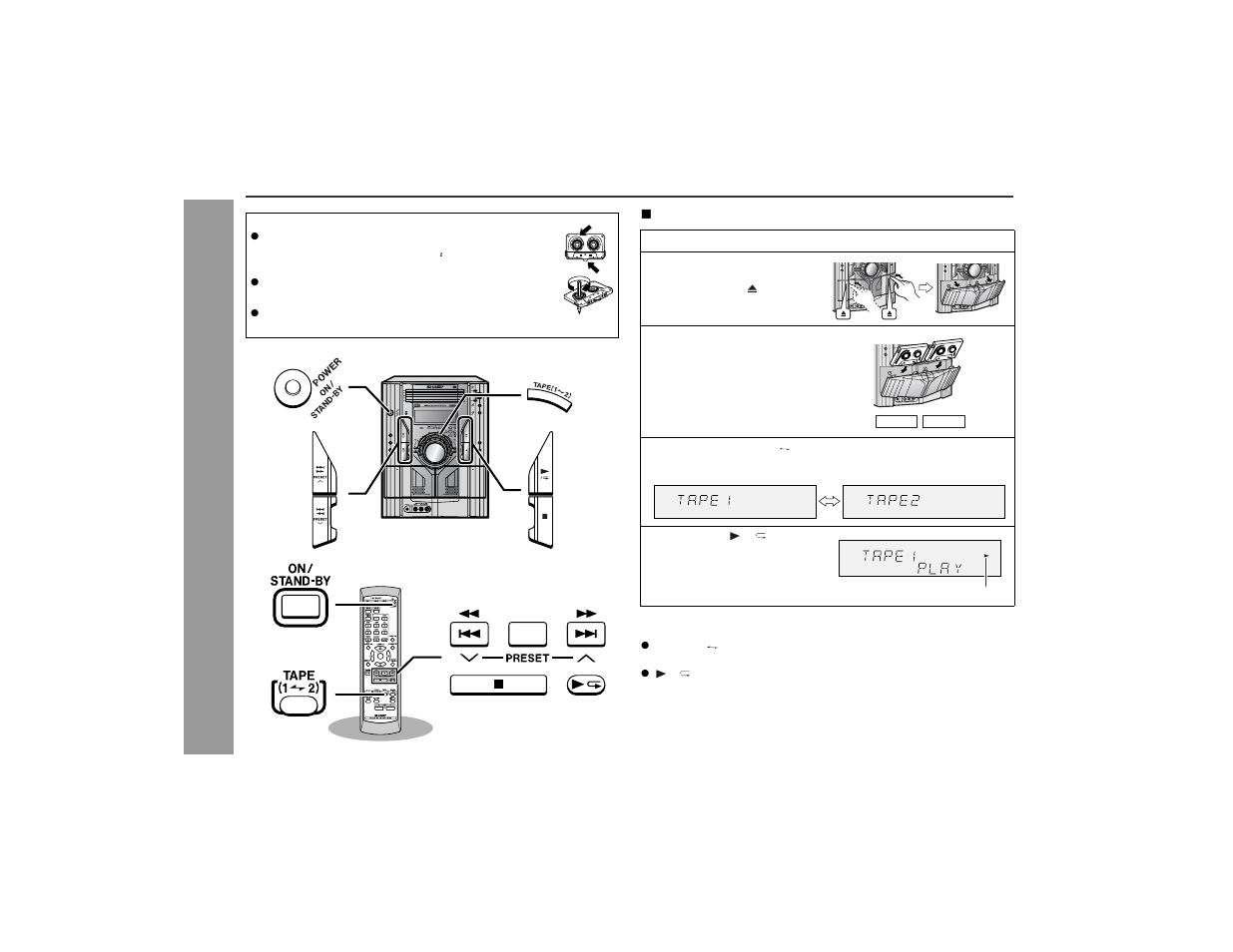 Listening to a cassette tape (tape 1 or tape 2) | Sharp CD-MPS66 User Manual | Page 28 / 42