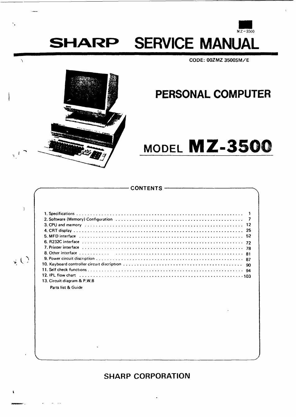 Sharp MZ-3500 User Manual | 116 pages