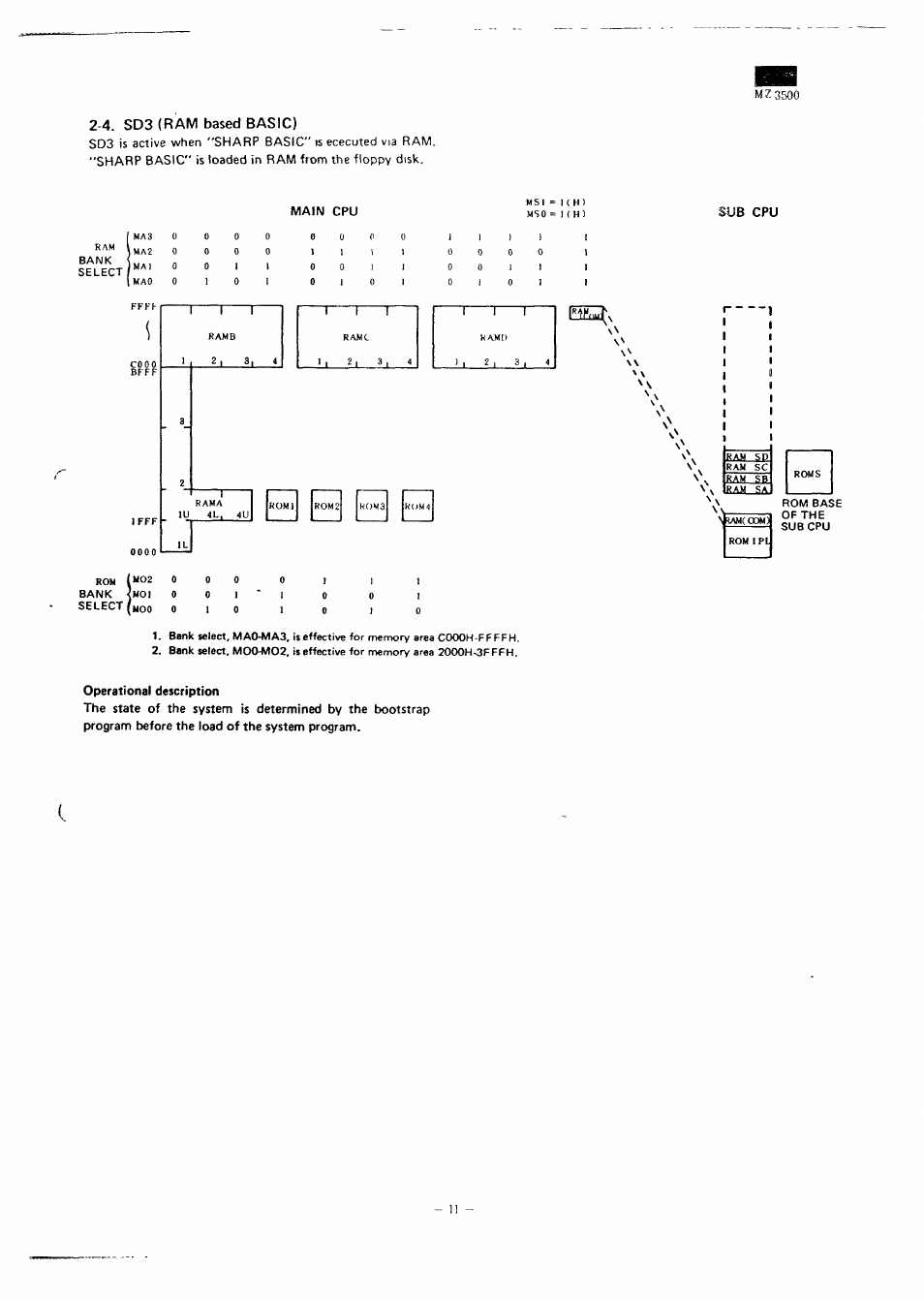 4. sd3 (ram based basic), Mz3500 | Sharp MZ-3500 User Manual | Page 12 / 116