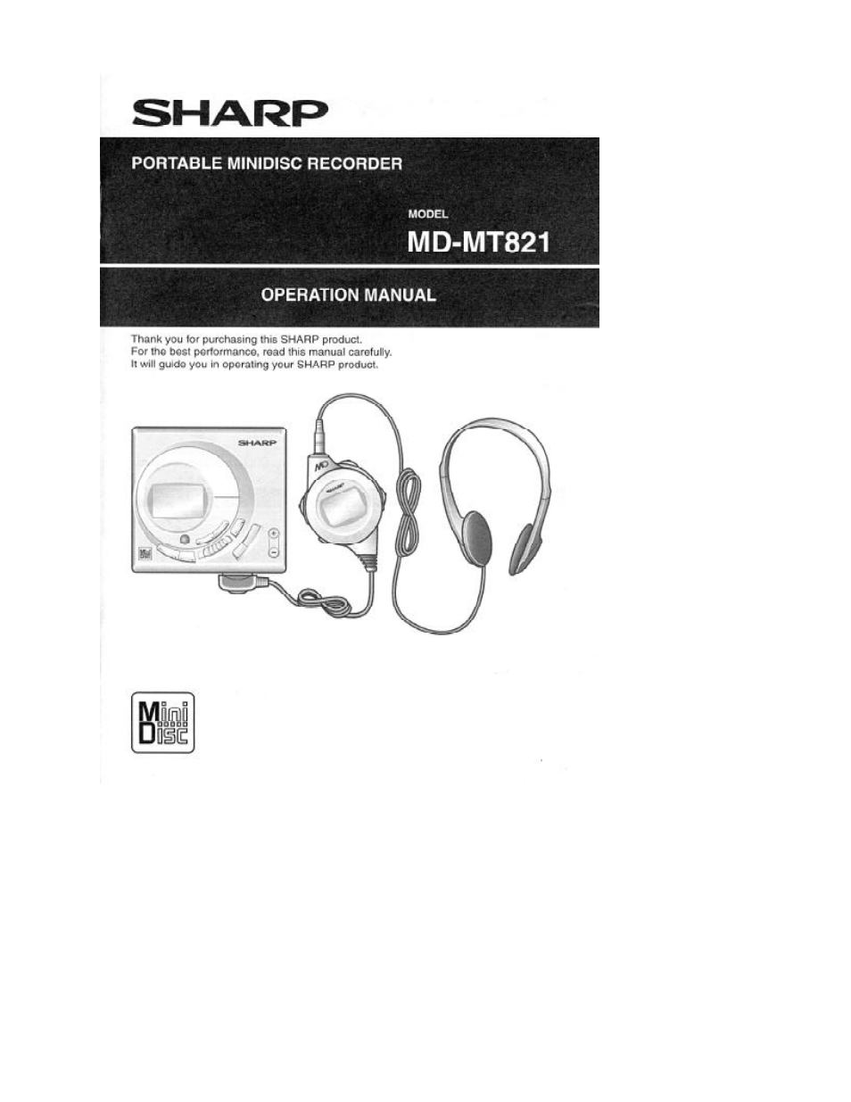 Sharp MD-MT821 User Manual | 44 pages