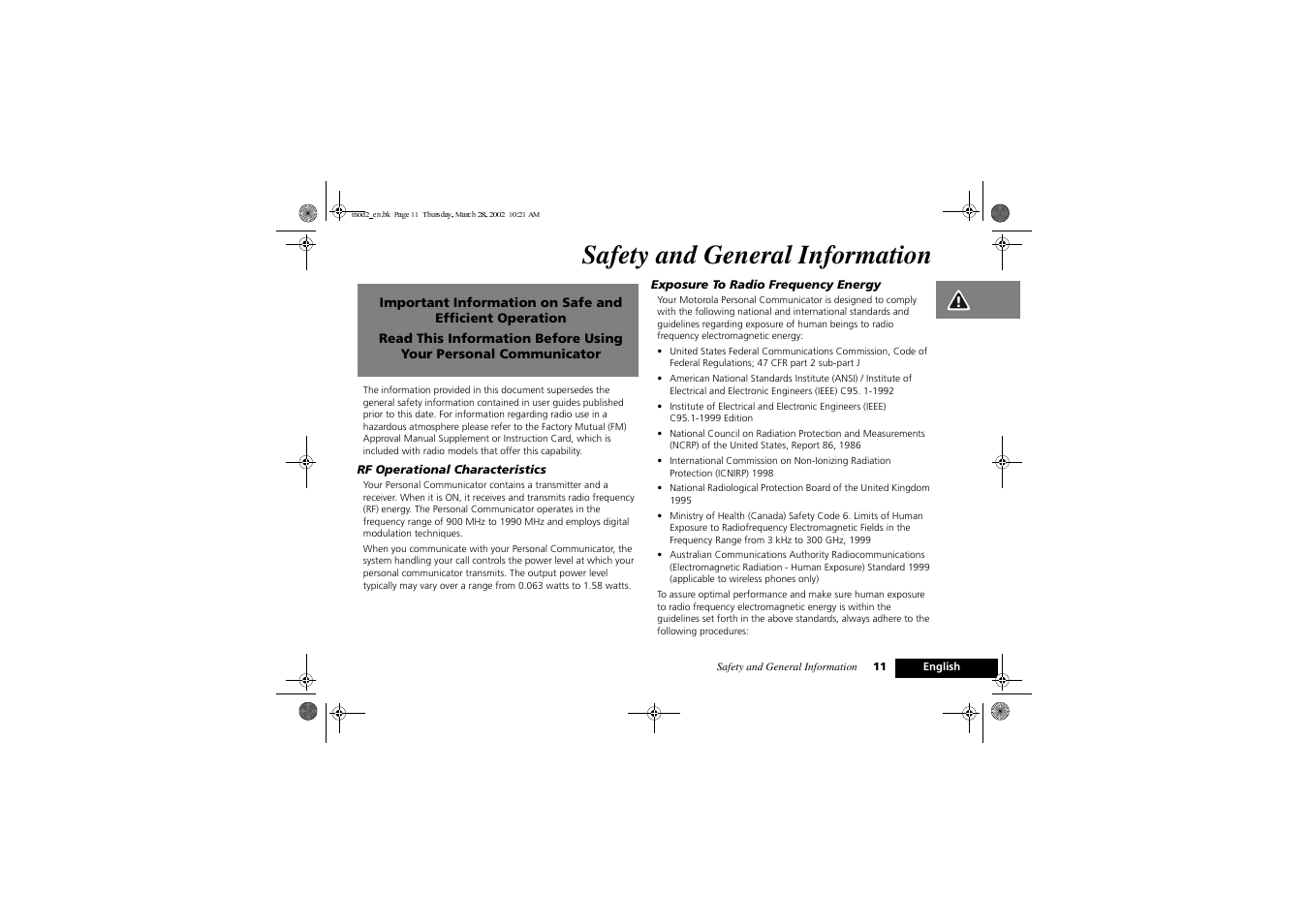 Safety and general information | Motorola Series M User Manual | Page 13 / 80