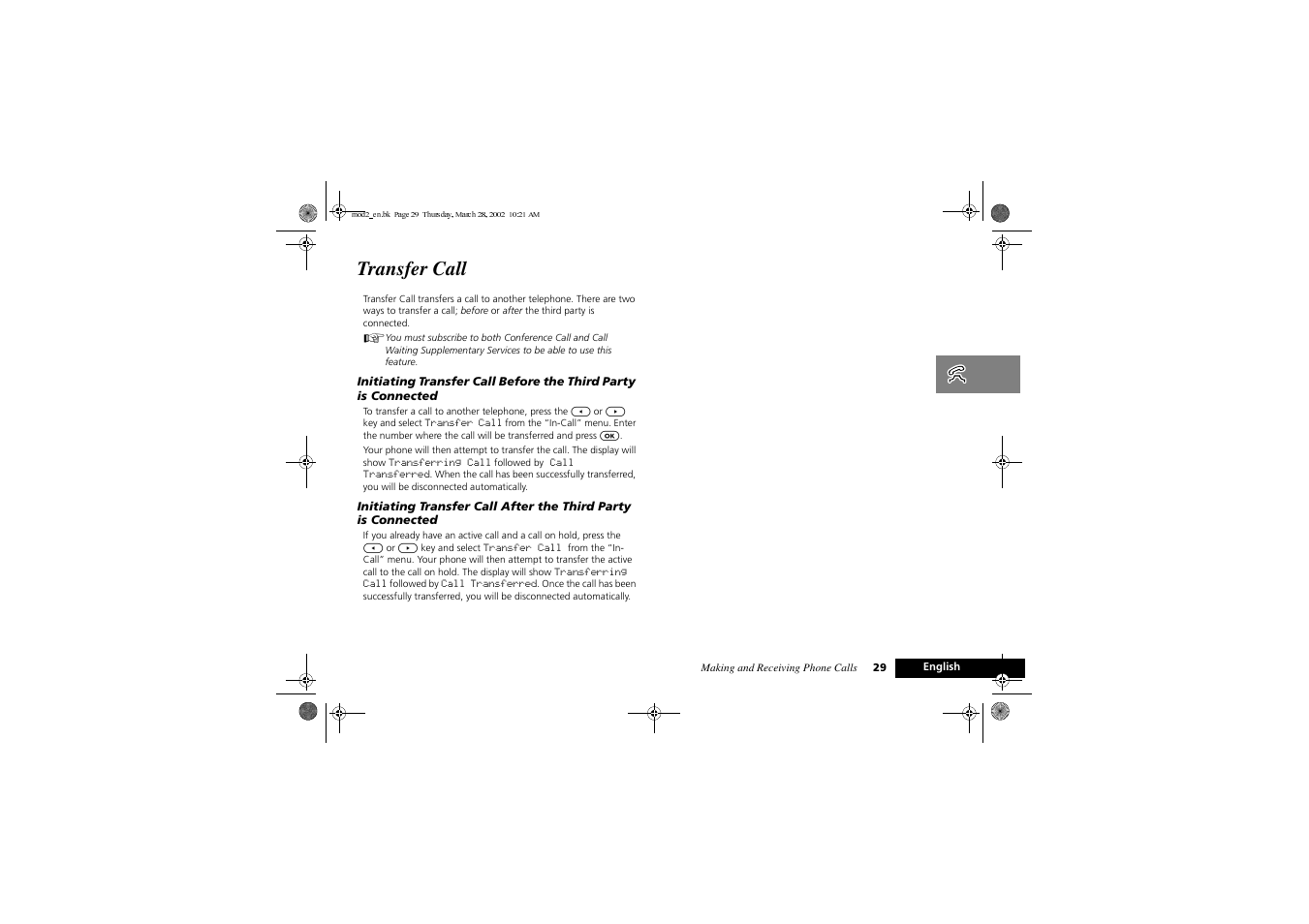 Transfer call | Motorola Series M User Manual | Page 31 / 80