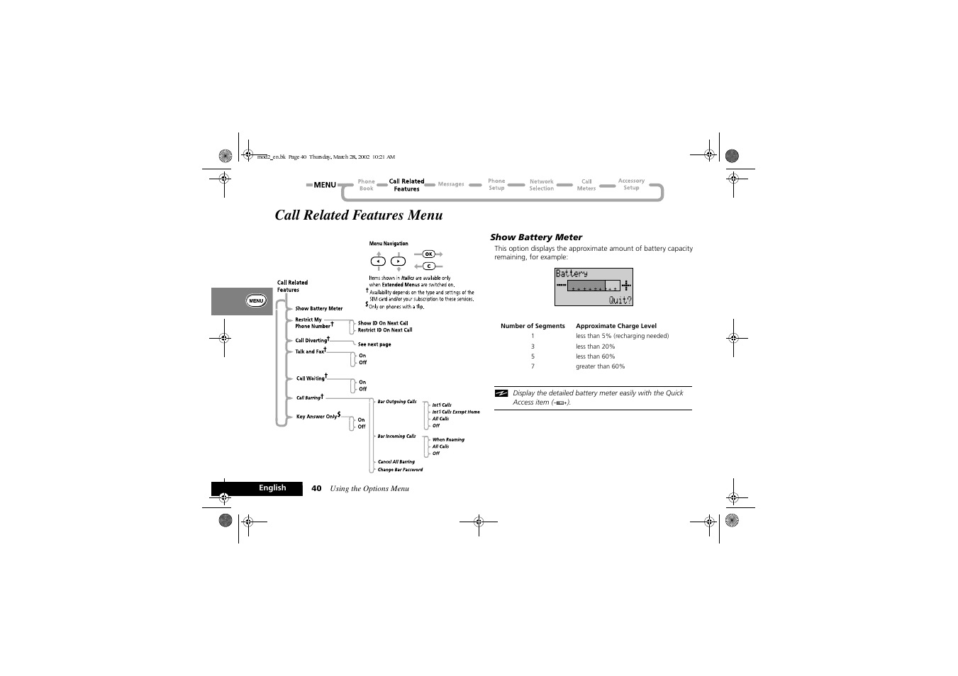 Call related features menu | Motorola Series M User Manual | Page 42 / 80