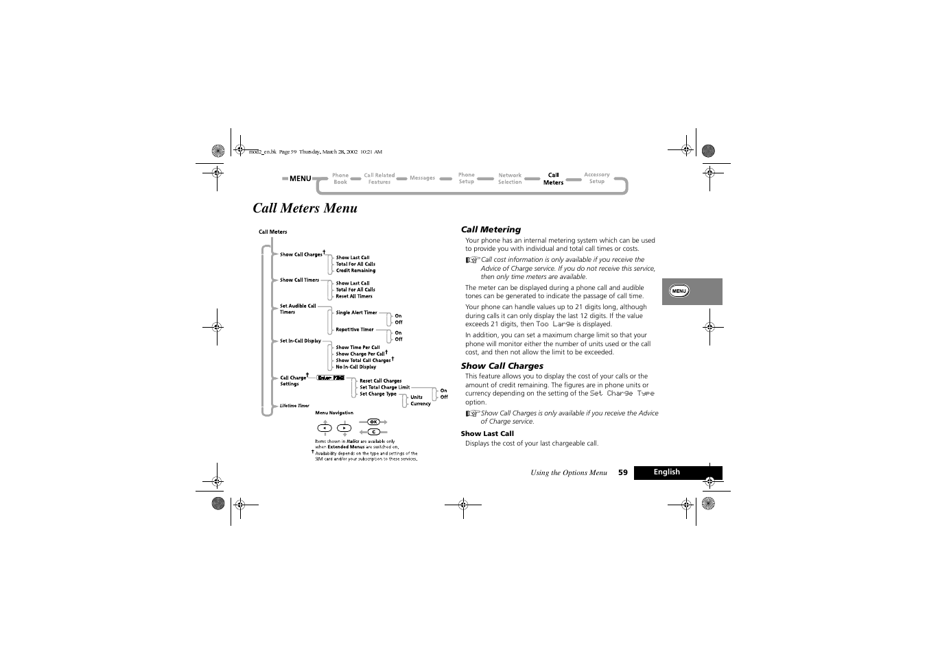 Call meters menu | Motorola Series M User Manual | Page 61 / 80