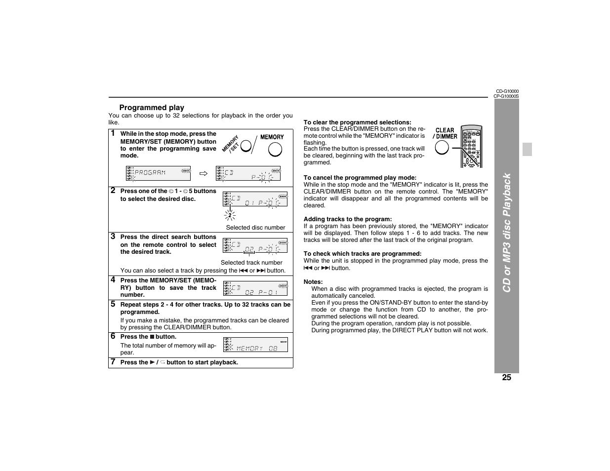 Cd or m p 3 disc playbac k | Sharp CP-G10000S User Manual | Page 25 / 47