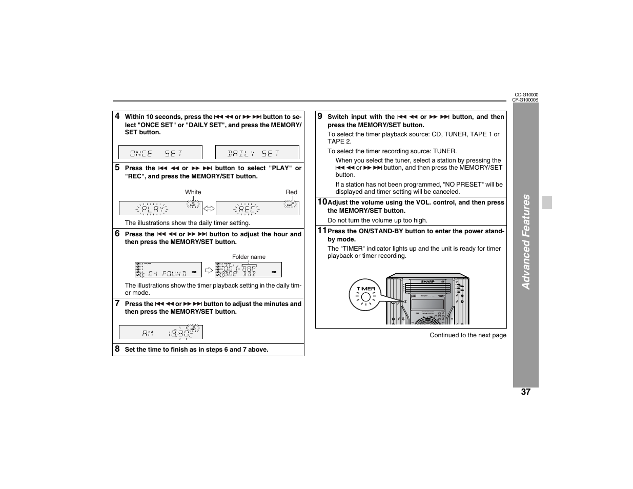 Adv anced f eatures | Sharp CP-G10000S User Manual | Page 37 / 47