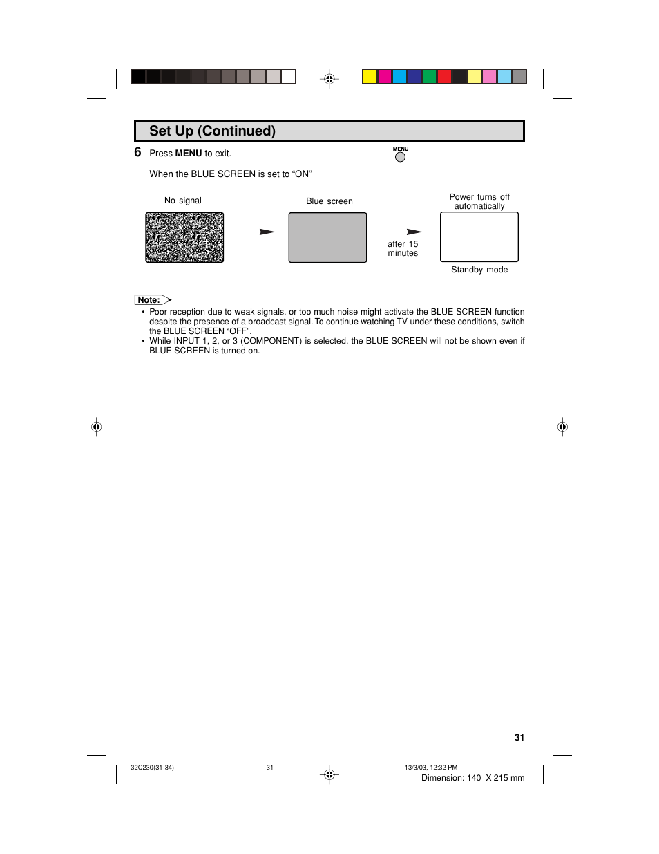 Set up (continued) | Sharp 32C230 User Manual | Page 31 / 52