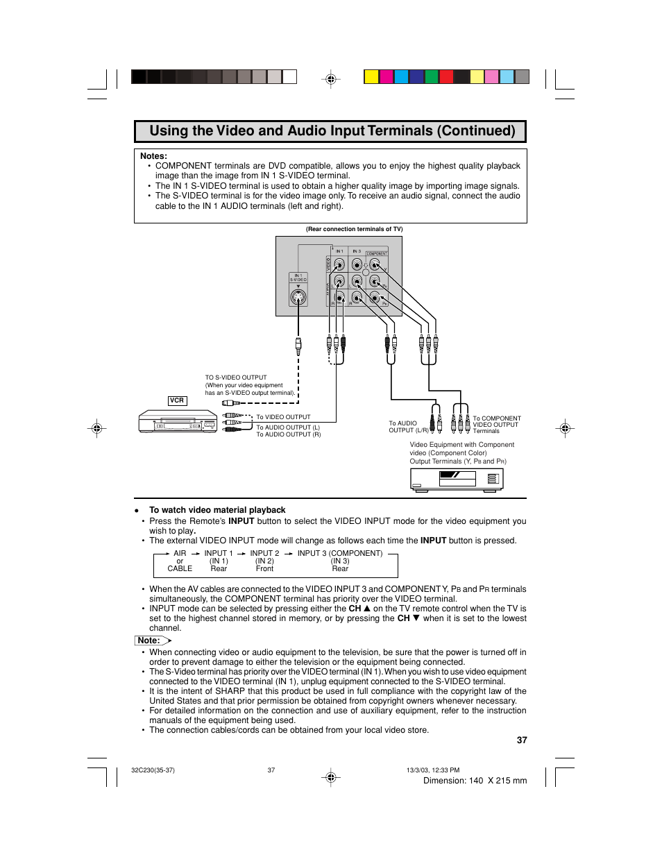 Sharp 32C230 User Manual | Page 37 / 52