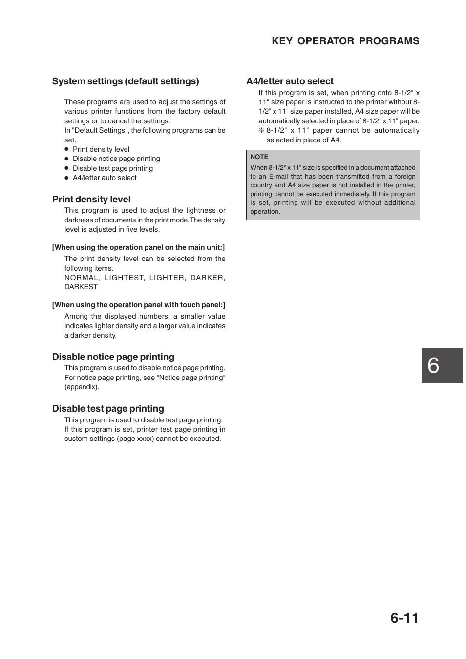 Key operator programs | Sharp AR-350 User Manual | Page 107 / 118