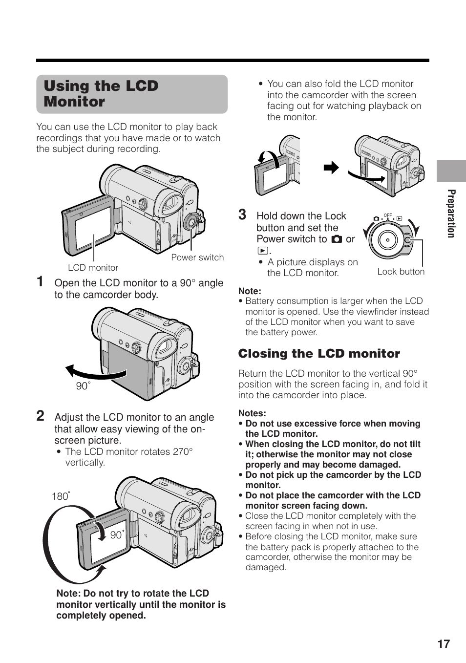 Using the lcd monitor, Closing the lcd monitor | Sharp VL-Z1U User Manual | Page 31 / 103