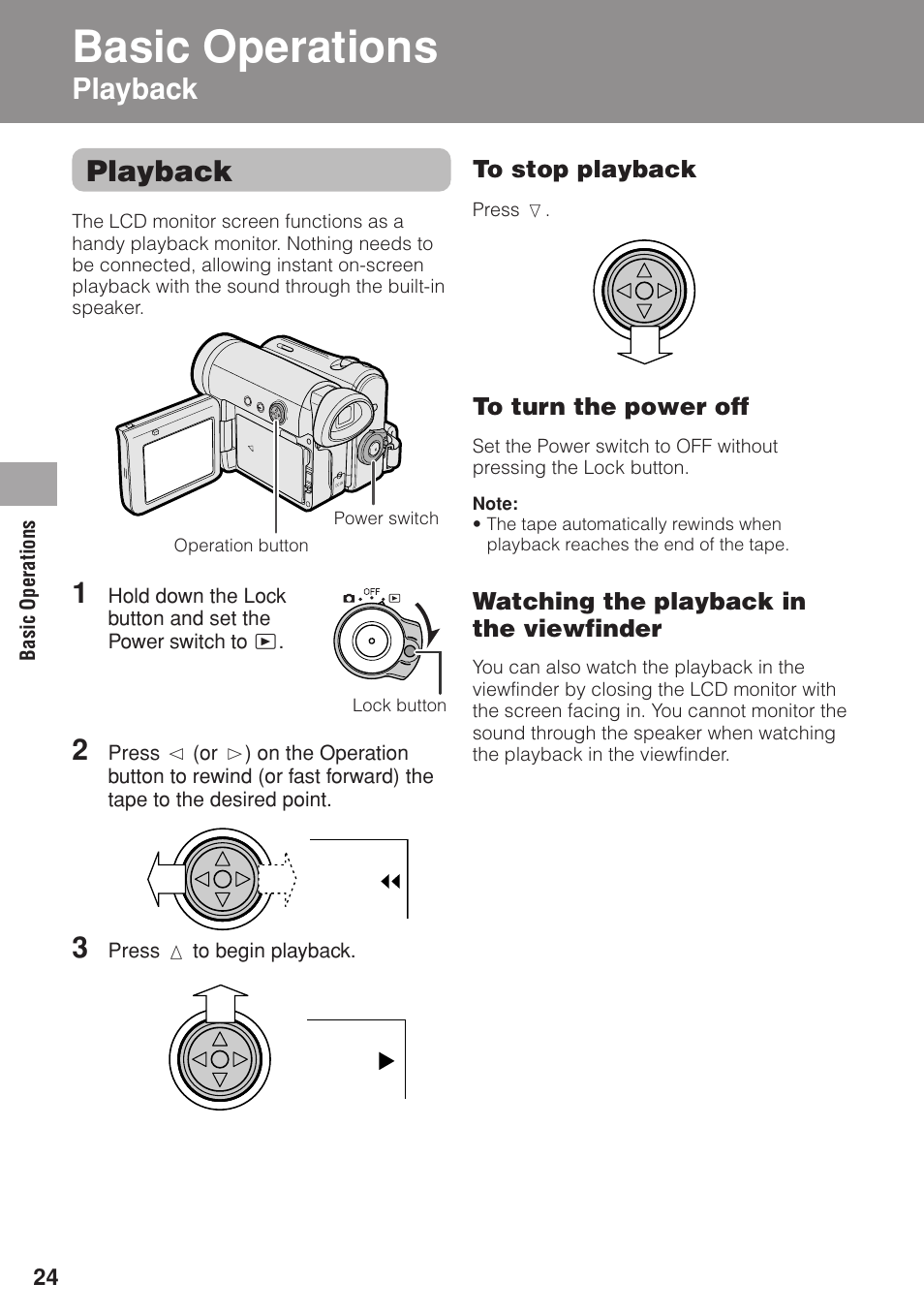 Basic operations, Playback | Sharp VL-Z1U User Manual | Page 38 / 103
