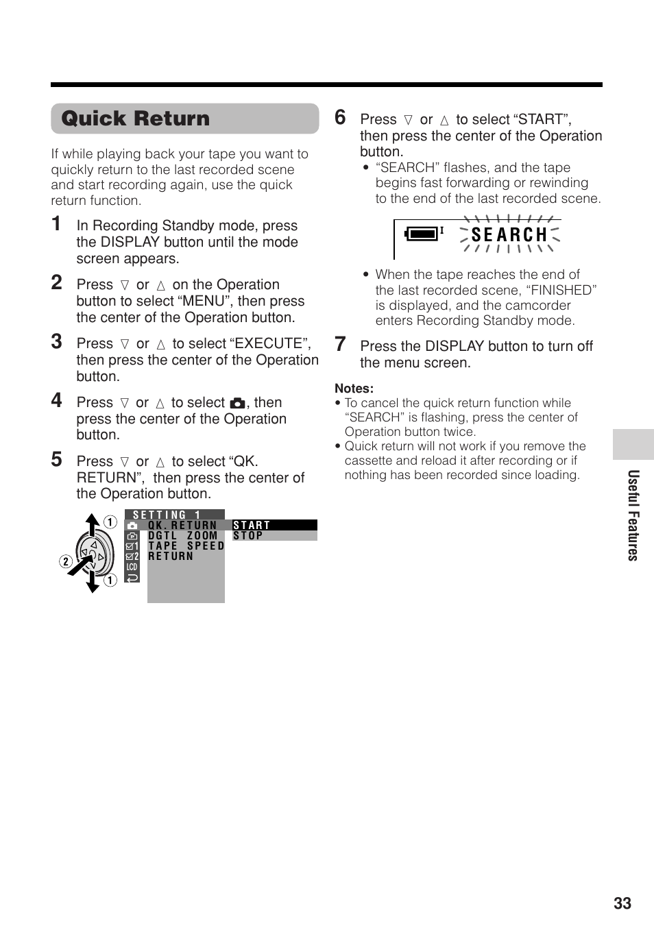 Quick return | Sharp VL-Z1U User Manual | Page 47 / 103