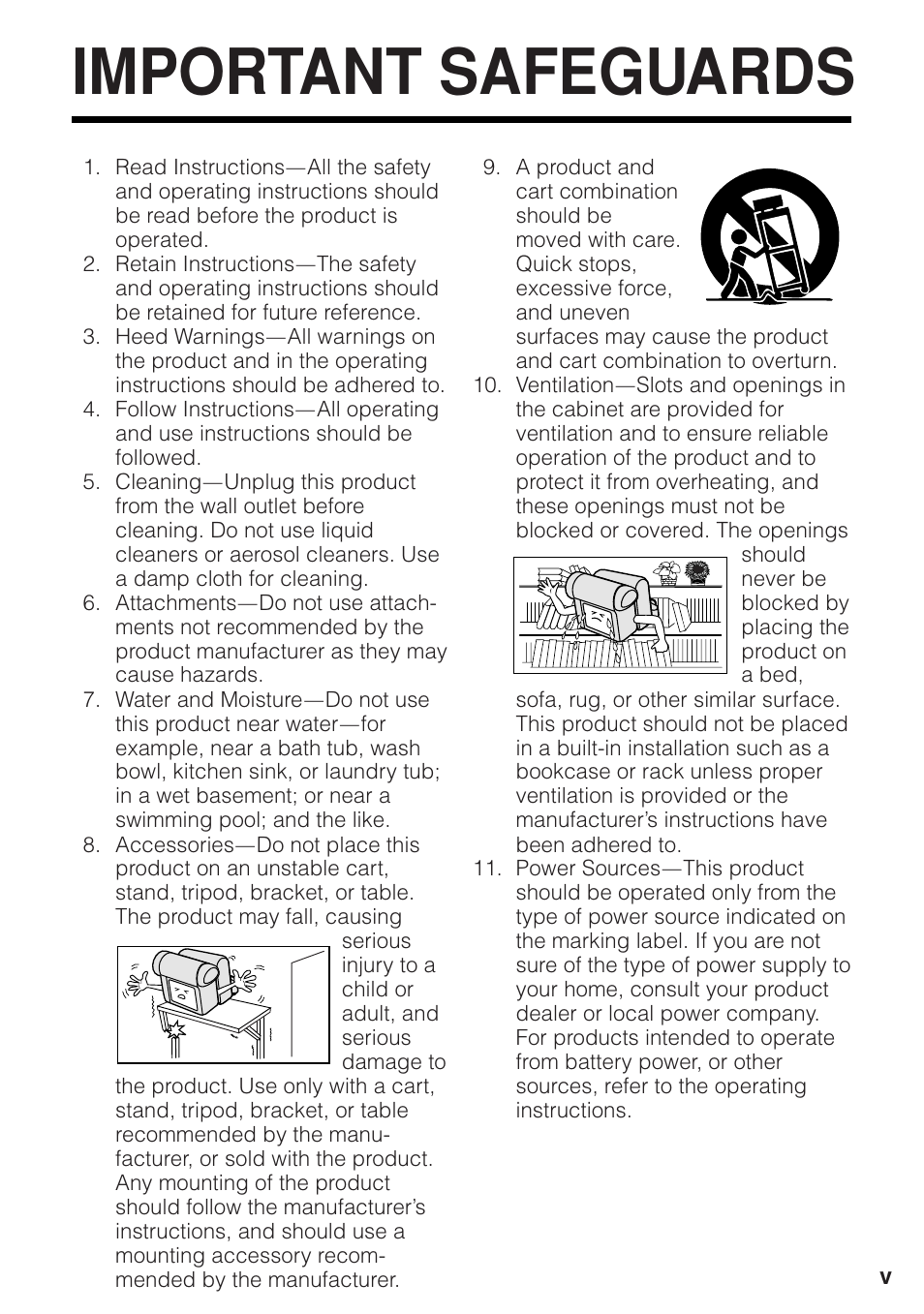 Important safeguards | Sharp VL-Z1U User Manual | Page 5 / 103