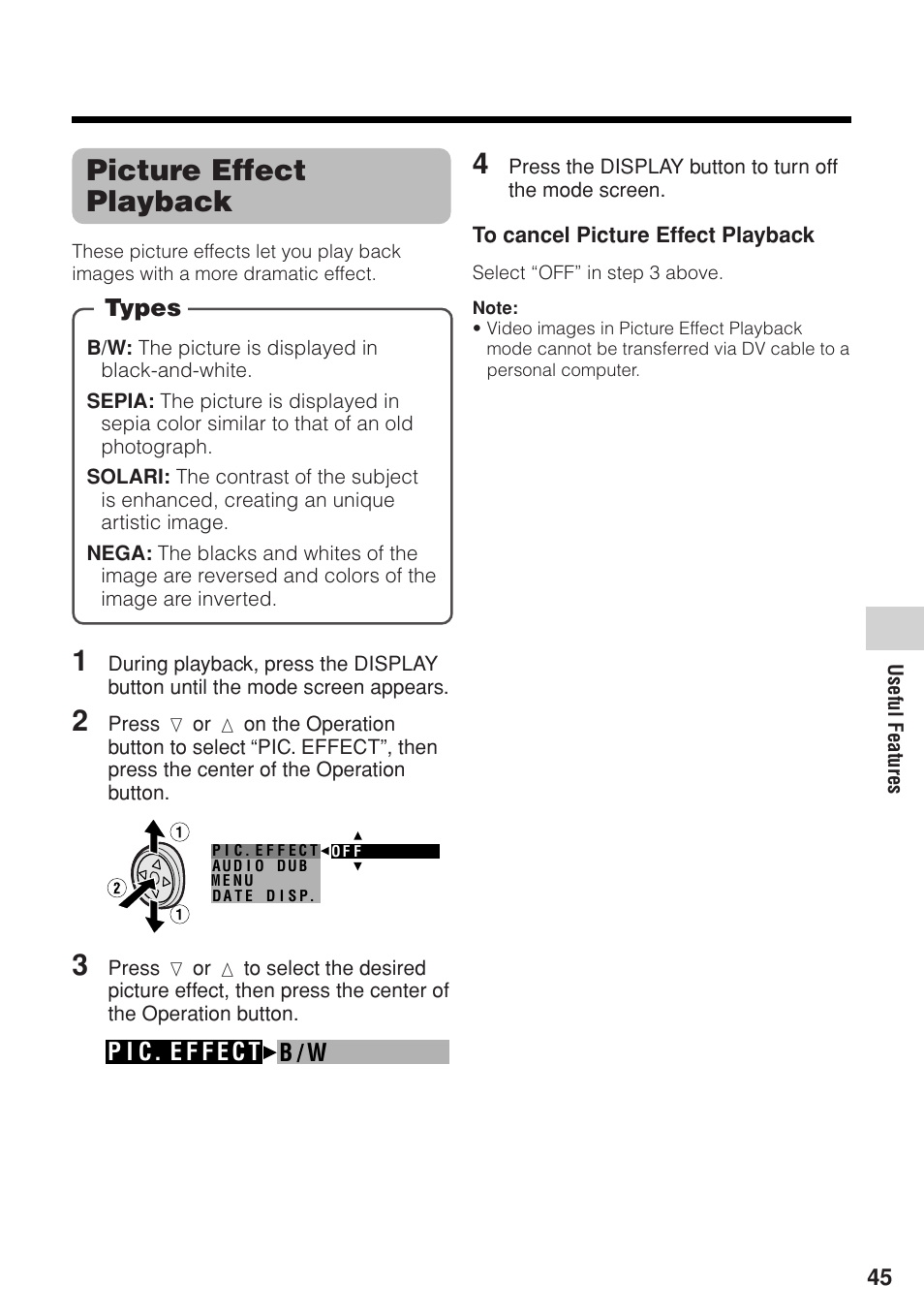 Picture effect playback | Sharp VL-Z1U User Manual | Page 59 / 103