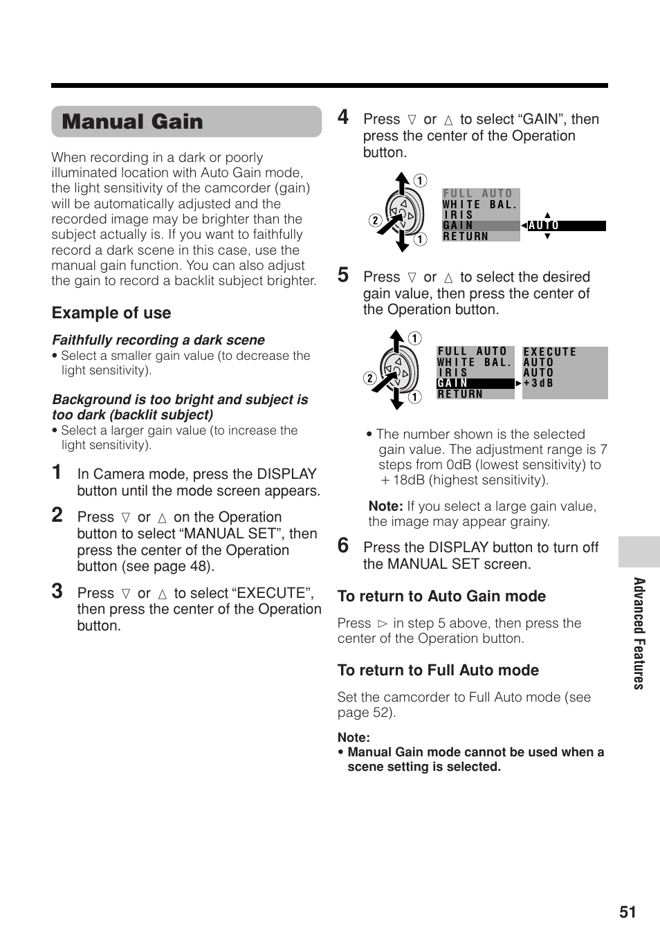 Manual gain | Sharp VL-Z1U User Manual | Page 65 / 103