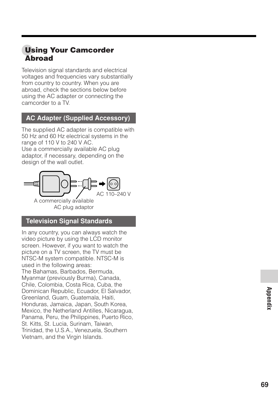 Using your camcorder abroad | Sharp VL-Z1U User Manual | Page 83 / 103