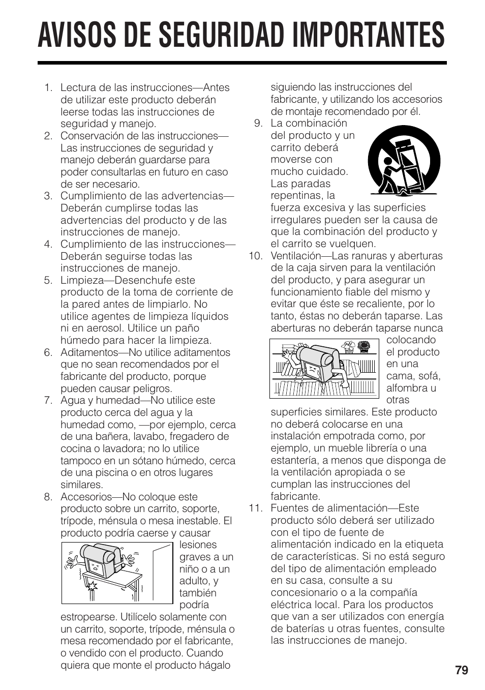 Avisos de seguridad importantes | Sharp VL-Z1U User Manual | Page 93 / 103