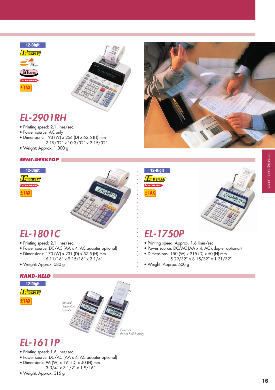 El-1801c, El-1611p, El-1750p | El-2901rh | Sharp electronic calculator User Manual | Page 17 / 44