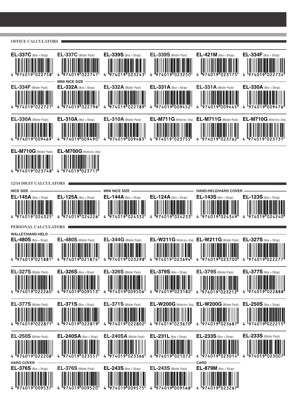 El-145a, El-144a, El-143s | El-w211g, El-w200g, El-125a, El-124a, El-123s, El-330a, El-310a | Sharp electronic calculator User Manual | Page 39 / 44