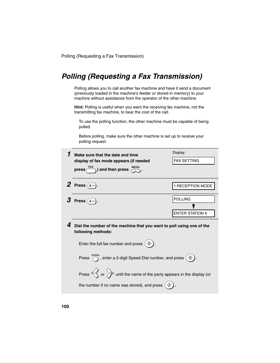 Polling (requesting a fax transmission) | Sharp AM-900 User Manual | Page 102 / 161