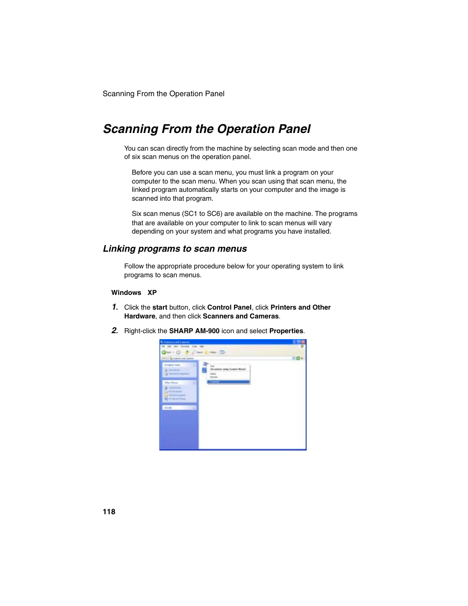 Scanning from the operation panel | Sharp AM-900 User Manual | Page 120 / 161