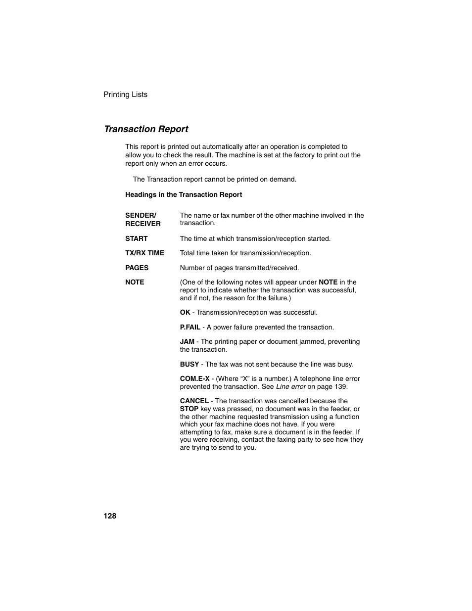 Transaction report | Sharp AM-900 User Manual | Page 130 / 161