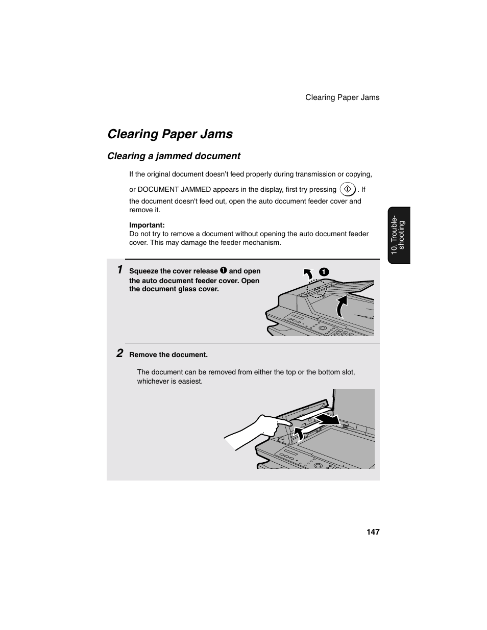 Clearing paper jams | Sharp AM-900 User Manual | Page 149 / 161