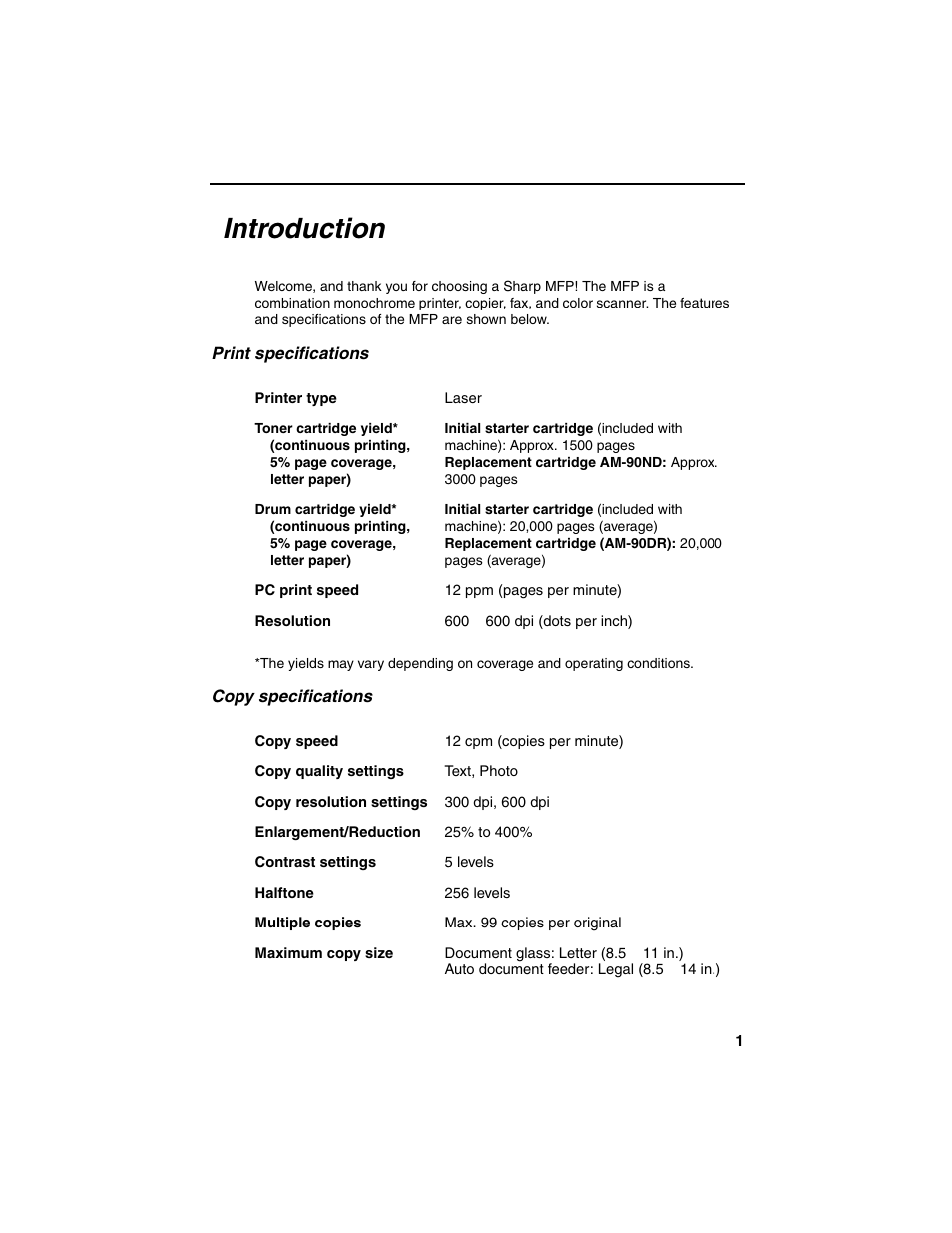 Introduction | Sharp AM-900 User Manual | Page 3 / 161