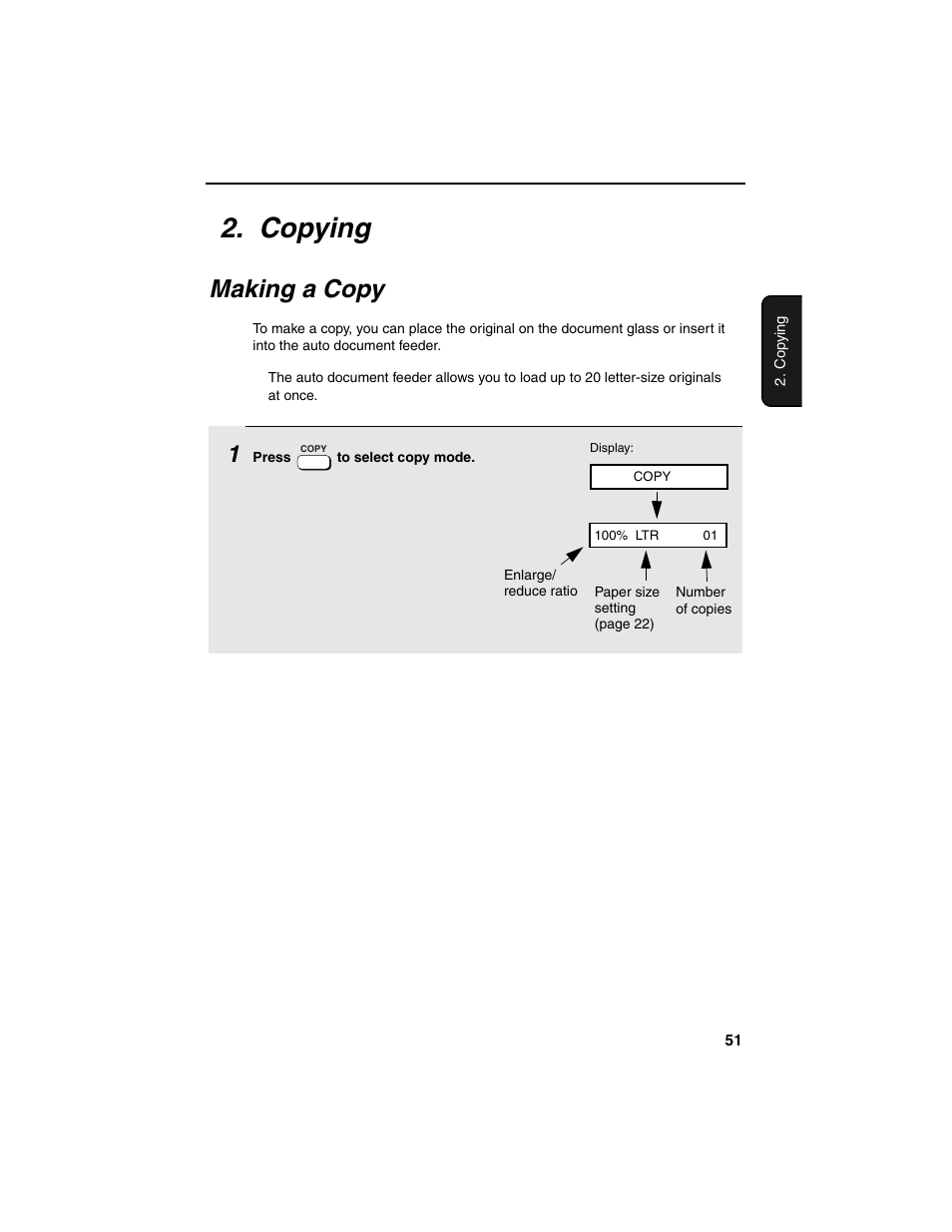 Copying, Making a copy | Sharp AM-900 User Manual | Page 53 / 161