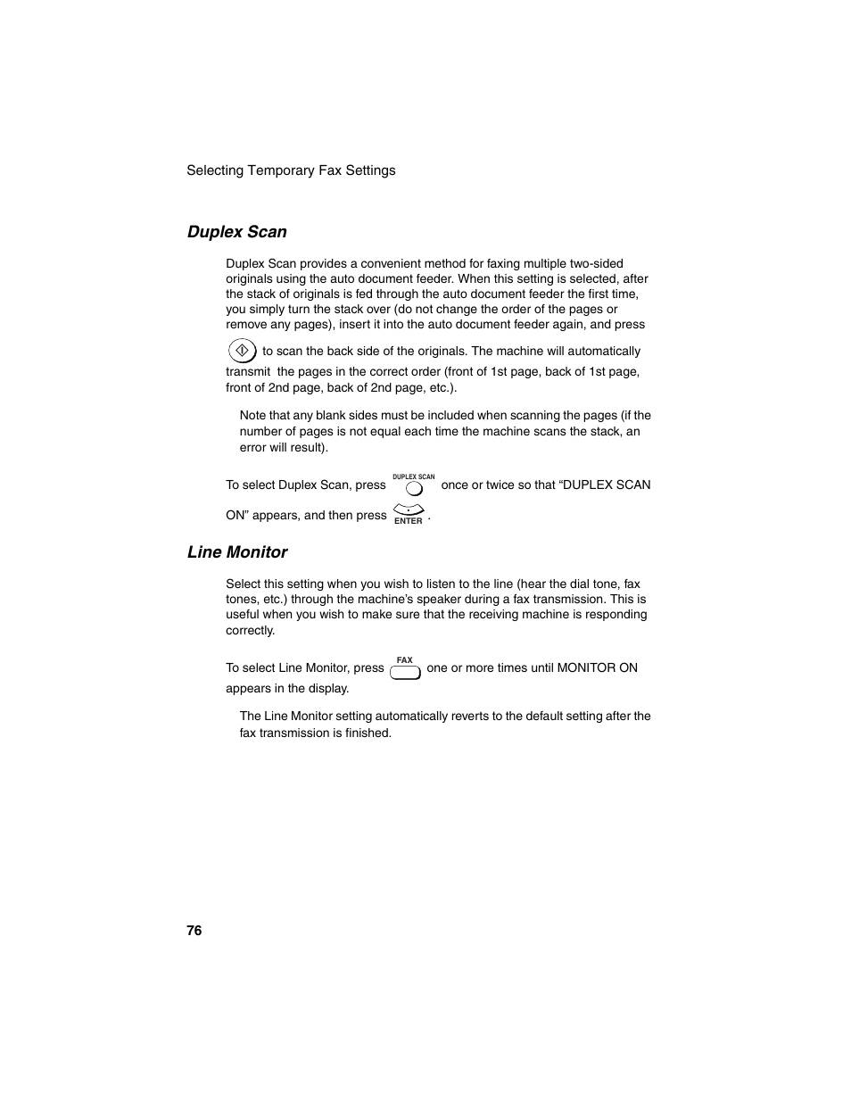 Duplex scan, Line monitor | Sharp AM-900 User Manual | Page 78 / 161