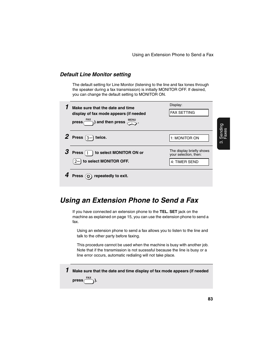 Using an extension phone to send a fax | Sharp AM-900 User Manual | Page 85 / 161