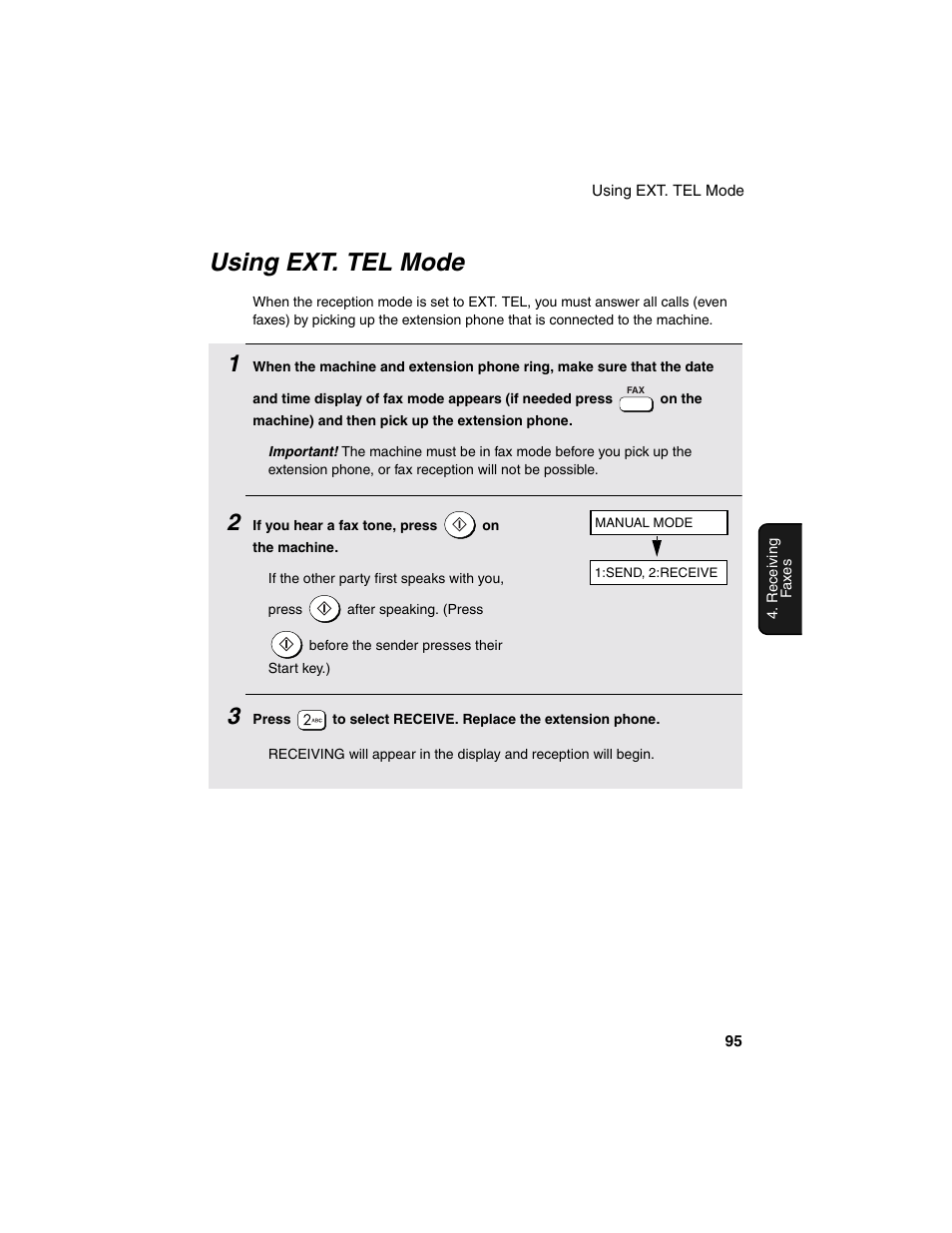 Using ext. tel mode | Sharp AM-900 User Manual | Page 97 / 161