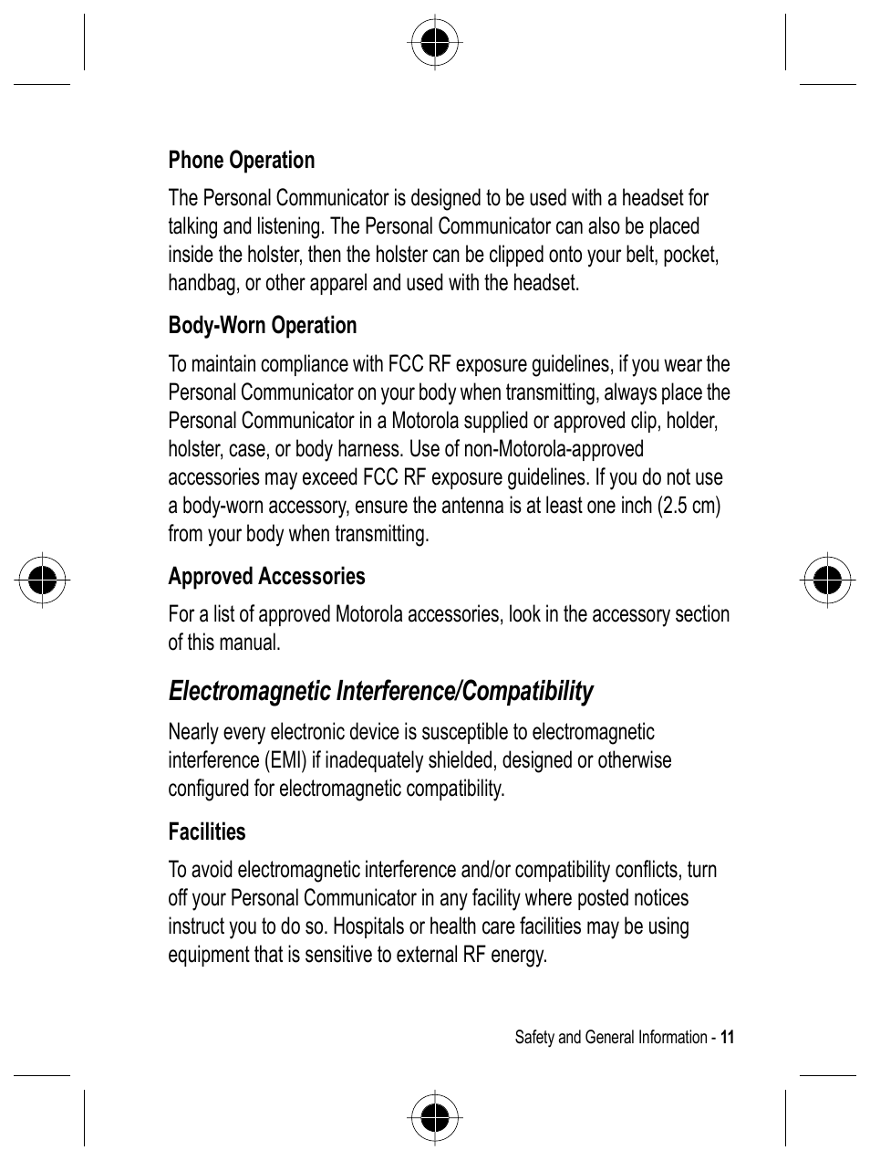 Electromagnetic interference/compatibility | Motorola C332 User Manual | Page 11 / 86