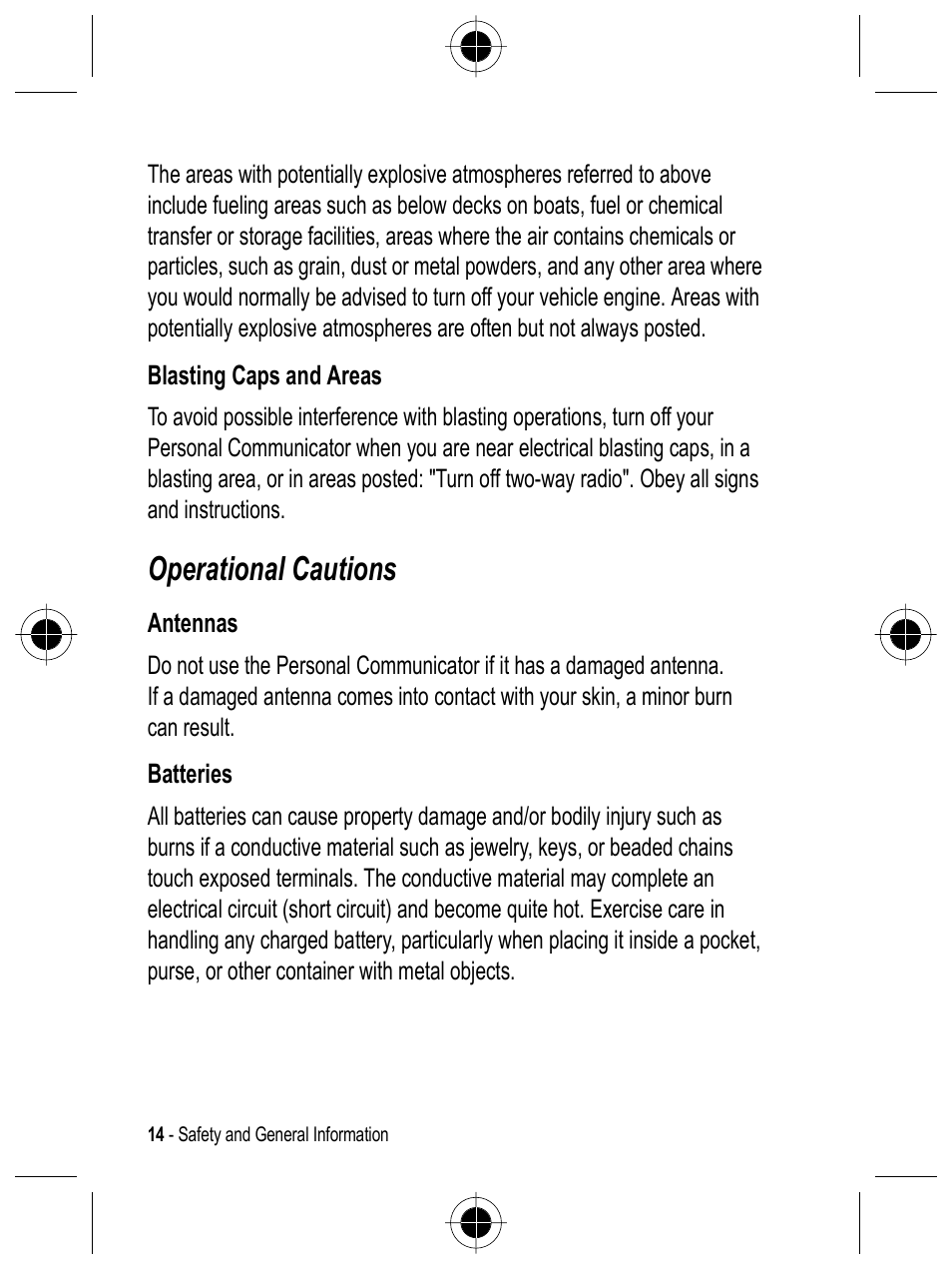 Operational cautions | Motorola C332 User Manual | Page 14 / 86