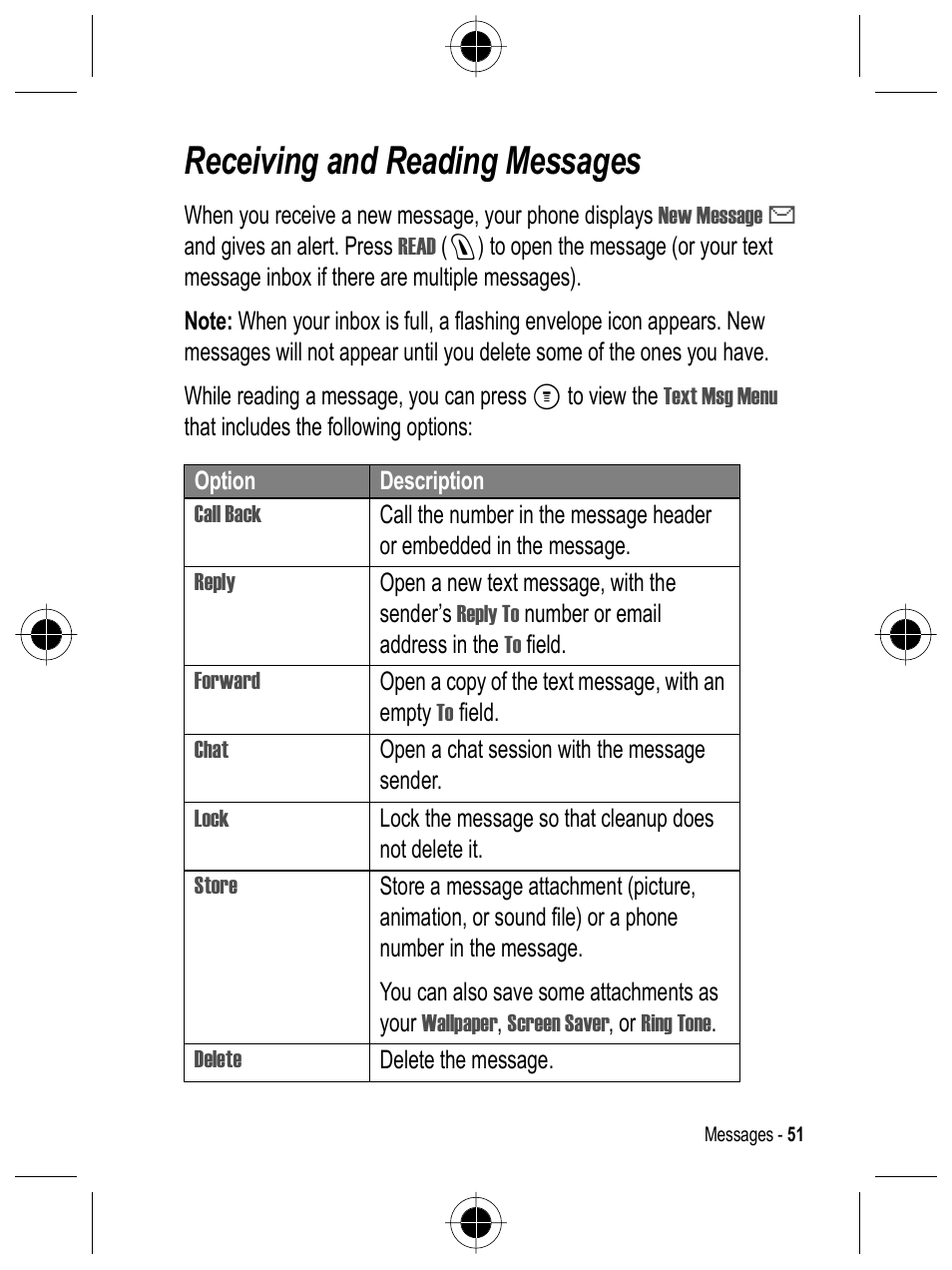 Receiving and reading messages | Motorola C332 User Manual | Page 51 / 86