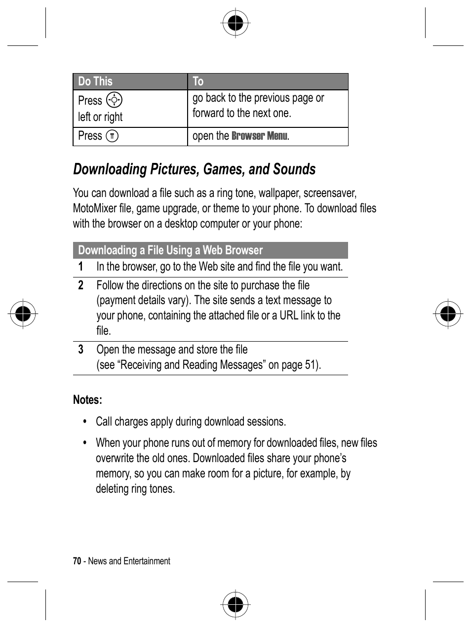 Downloading pictures, games, and sounds | Motorola C332 User Manual | Page 70 / 86