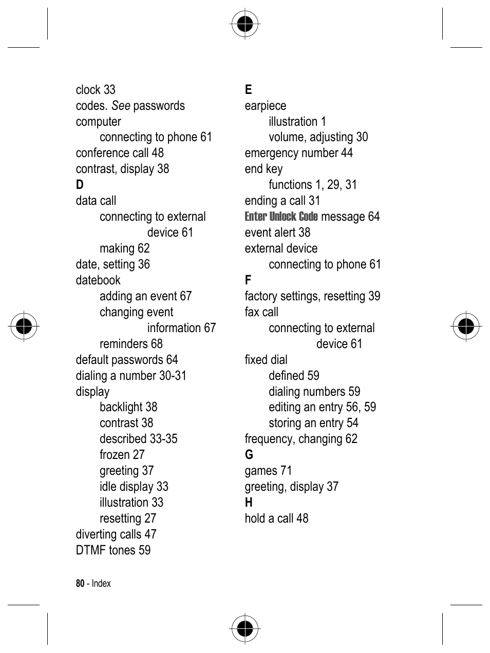 Motorola C332 User Manual | Page 80 / 86