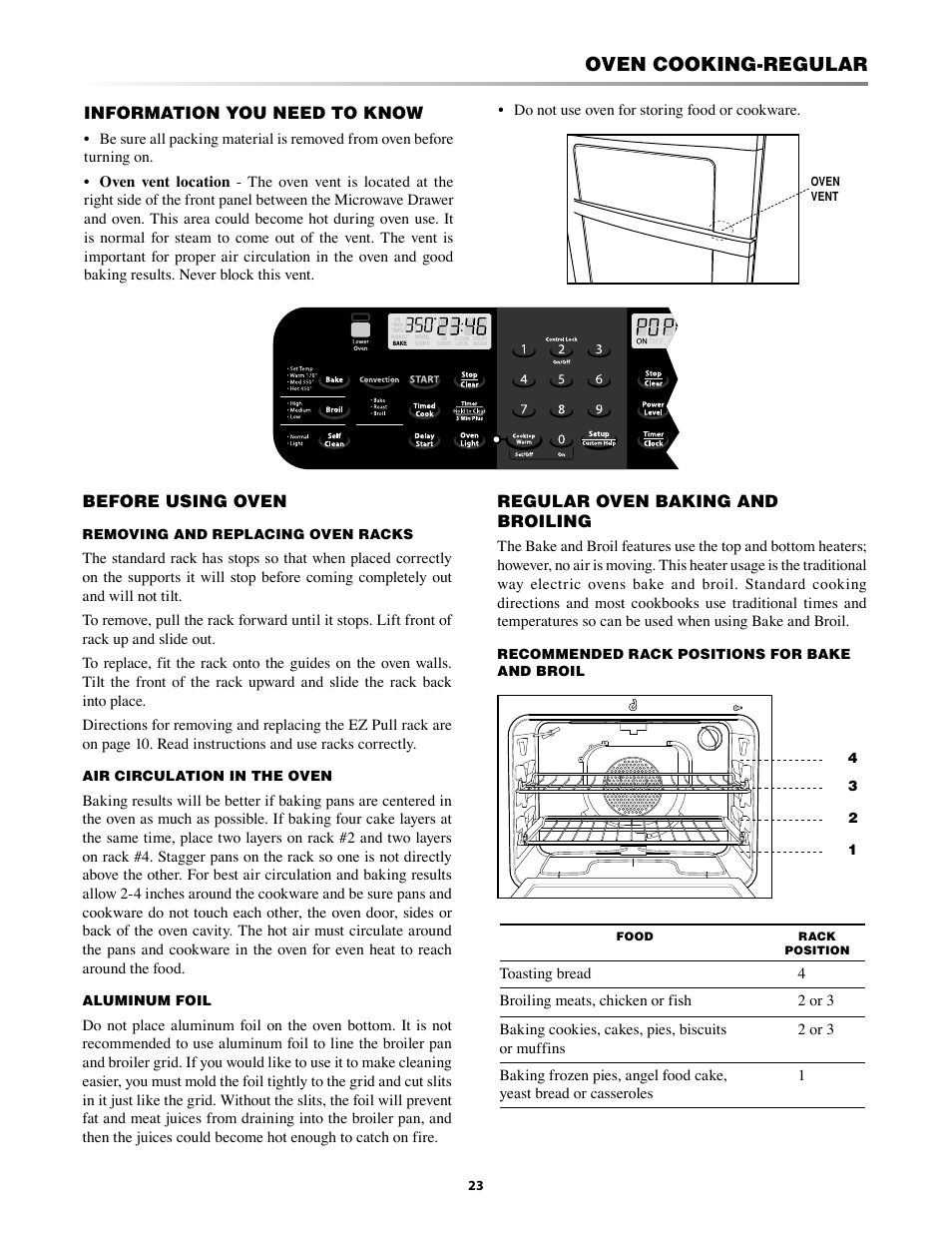 Oven cooking-regular | Sharp KB-3401L User Manual | Page 23 / 40