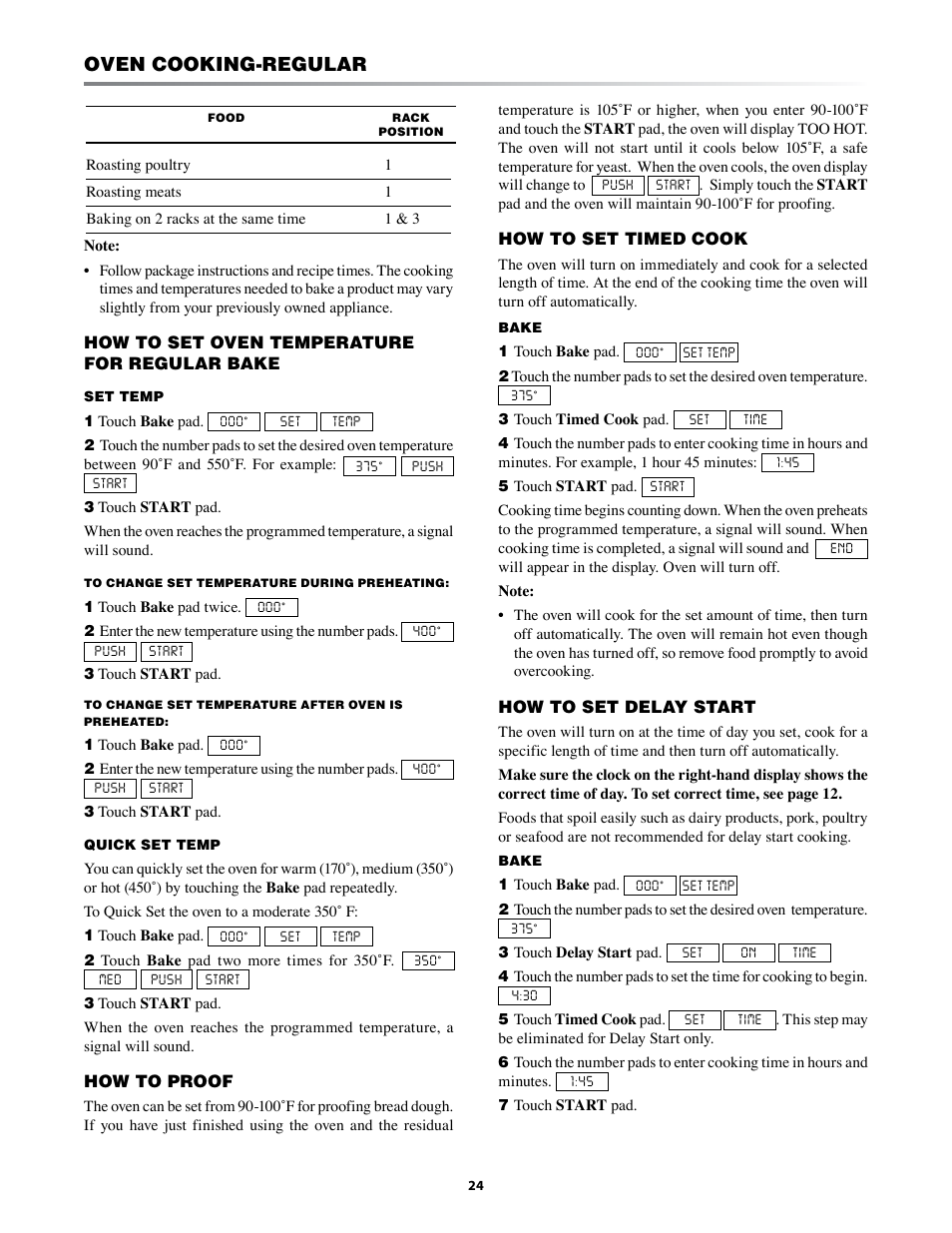 Oven cooking-regular | Sharp KB-3401L User Manual | Page 24 / 40