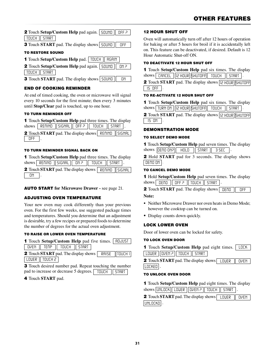 Other features | Sharp KB-3401L User Manual | Page 31 / 40