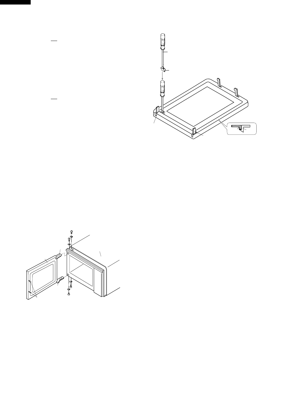 Door replacement and adjustment | Sharp R-2397 User Manual | Page 30 / 44