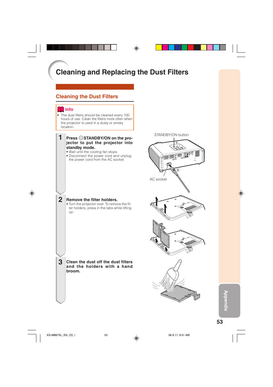 Cleaning and replacing the dust filters, Cleaning and replacing the dust, Filters | 12 3 cleaning and replacing the dust filters | Sharp Notevision XG-MB67X-L User Manual | Page 57 / 71