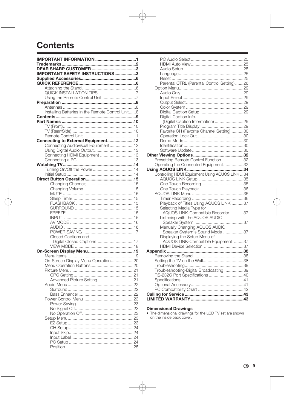 Sharp Aquos LC 40E77UN User Manual | Page 11 / 47